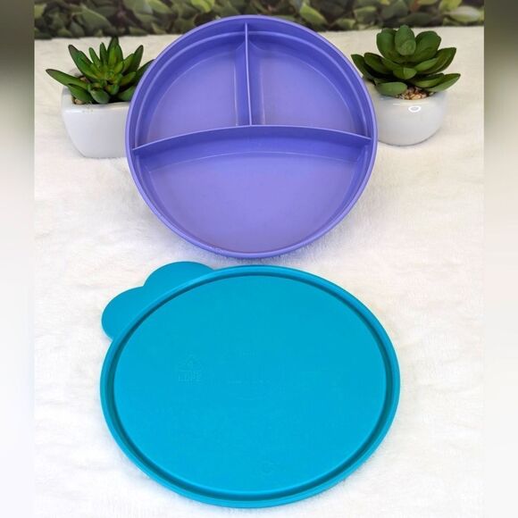 Tupperware TupperCare 2552A-2 Microwave Reheatable Divided Dish w/ 2541A-11 Lid - Picture 1 of 9